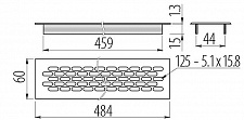 Вентиляционная решетка для цоколя. Размер 480х60 мм. Алюминий. Цвет Серый. KK-W60800-M0. GTV.