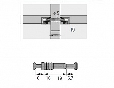 Двойной дюбель DU 712. Размер 6.7-16-6.7 мм, диаметр - 5 мм. 1019462. HETTICH (100 шт.)